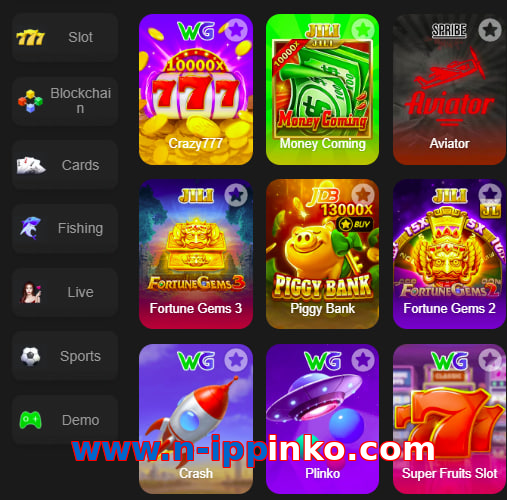 Main screen of Www.n-ippinko.com game page for PK players